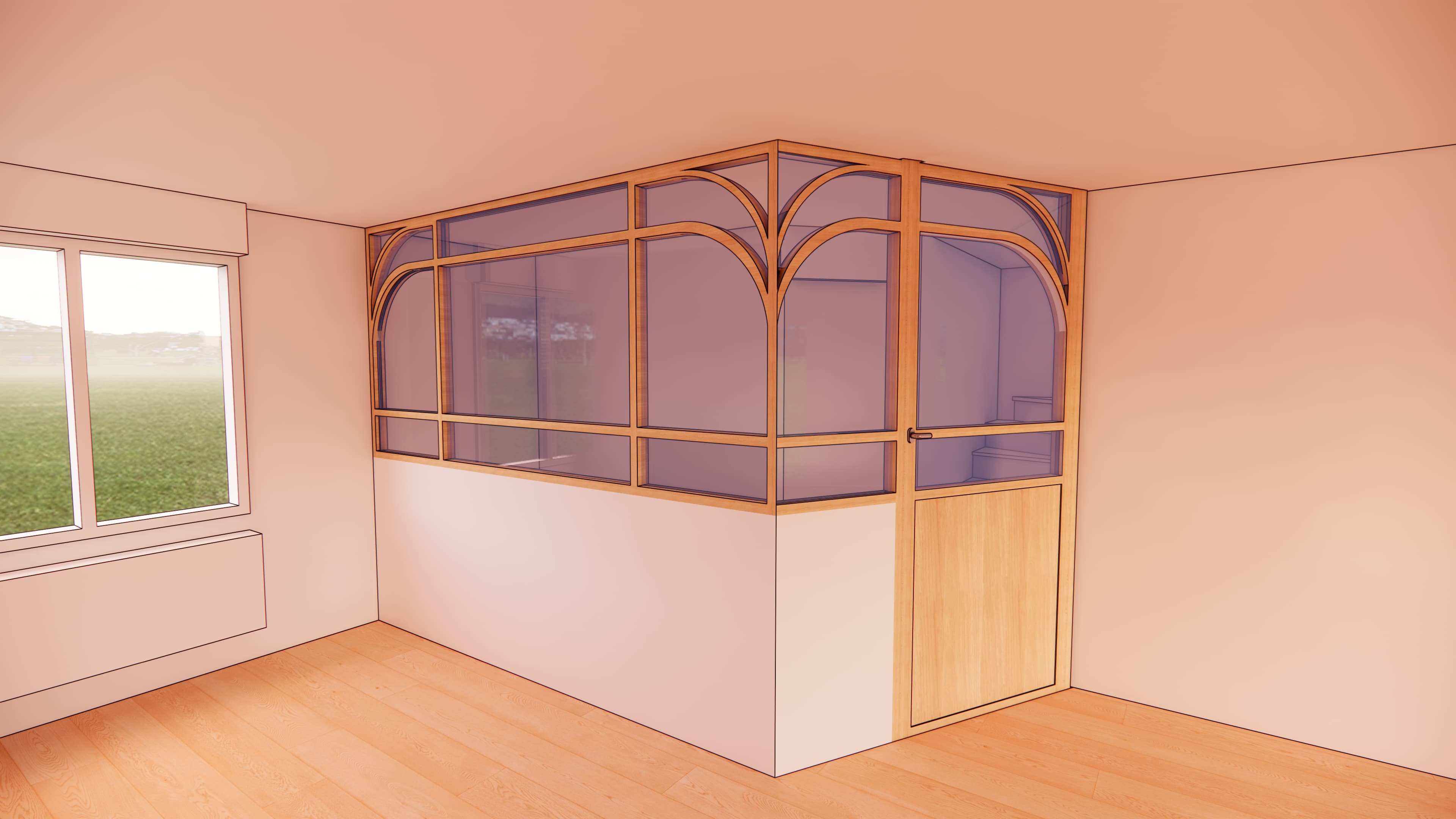 Création d'une entrée grâce à une verrière sur mesure - Marquette-lez-Lille - LaetiDécore - Conseils en aménagement et décoration - Neuro-architecture - Psychologie des couleurs